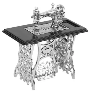 Винтажная миниатюрная швейная машинка, мебель для кукольного домика 1/12, аксессуары для украшения, имитация