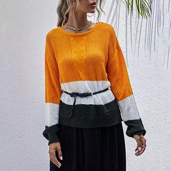 Винтажная мода элегантный повседневный осенне-зимний свободный женский свитер с длинными рукавами цветной витой женский S жёлтый