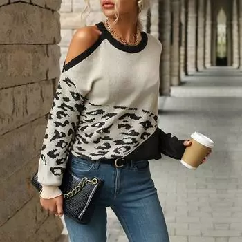 Винтажная мода элегантный повседневный осенний женский свитер с цветными блоками и длинными рукавами S хаки