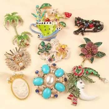 Винтажная мода дизайн эмалевая брошь Ктулху классический дворцовый крест хрустальный значок