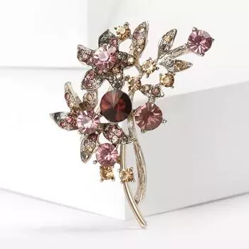 Винтажная мода горный хрусталь букет брошь растение личность ниша дамы пальто куртка брошь украшение булавка