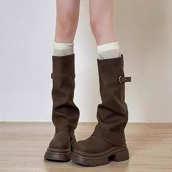 Винтажная мода Майяр брючные ботинки женские 2024 осень и зима новые красивые маленькие жареные уличные ботинки на толстой подошве 35 чёрный