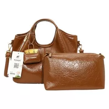 Винтажная мода масло воск кожа ведро овощная корзина материнская сумка высокого класса женская сумка-мессенджер темно-коричневого