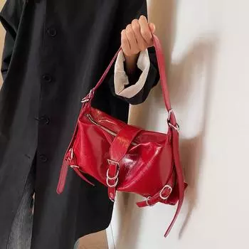 Винтажная мода женские сумки через плечо Y2K поясной дизайн однотонная подмышечная сумка роскошные дизайнерские кошельки и сумки 26x14x10 cm