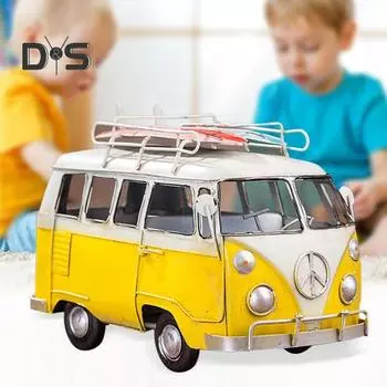 Винтажная модель автобуса, состаренный металлический автобус, фигурка, ретро-миниатюрная статуэтка, скульптура, домашний офис, настольное украшение, орнамент для малышей, мальчиков и девочек красный