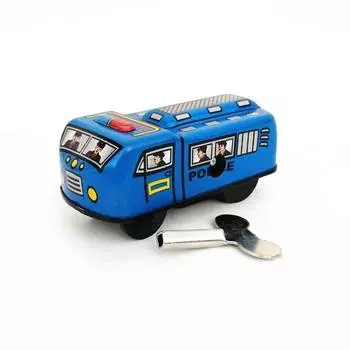Винтажная модель полицейской машины, заводная жестяная игрушка, коллекционный подарок, синий цвет