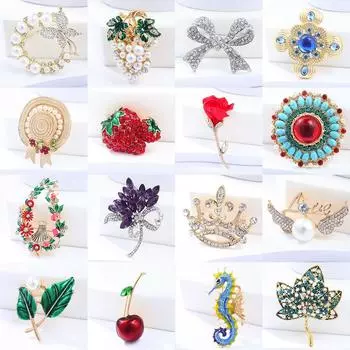 Винтажная модная брошь Niche High-End Sense Rhinestone Персонализированная сплавная корона Корсаж Бант Булавка Аксессуары