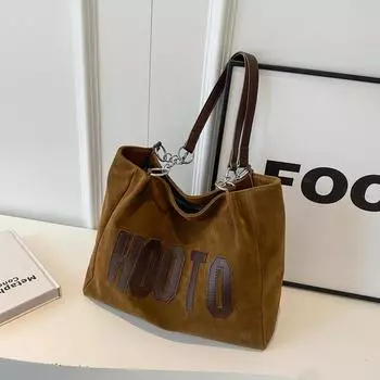 Винтажная модная матовая сумка-тоут для женщин, осень-зима, большая вместимость, сумки для поездок на работу, креативные мягкие сумки через плечо с буквами