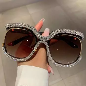 Винтажная модная негабаритная сова с бриллиантами и радужной оправой, модные круглые женские очки в стиле ретро, винтажная красочная оправа большого размера, прозрачные очки