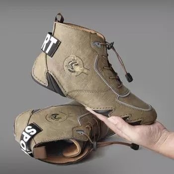 Винтажная модная обувь для альпинизма, мужская, осень-зима 2024, короткие ботинки в британском стиле с эластичным поясом, повседневная обувь для занятий спортом на открытом воздухе 38 серый