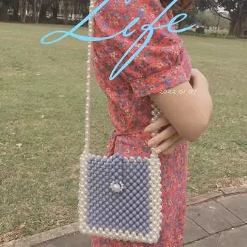 Винтажная модная сумка подмышкой, плетеная вручную сумка для мобильного телефона из жемчуга, летняя сумка из материала своими руками, подходящая по цвету сумка через плечо с бисером