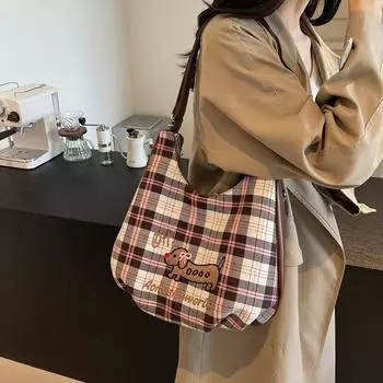 Винтажная модная сумка-тоут большой емкости, женская контрастная полосатая сумка через плечо, сумка для работы и поездок на работу коричневый