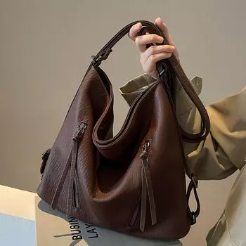 Винтажная модная сумка-тоут женская осенняя сумка через плечо через подмышку премиум-сумка коричневый