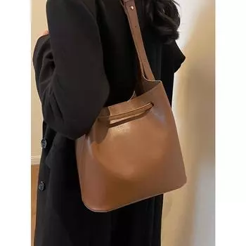 Винтажная модная сумка-ведро большой емкости для женщин, осенне-зимние сумки на плечо для поездок на работу, подмышечные сумки, высокое качество, женская упаковка (20cm<Max Length<30cm)