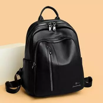 Винтажная модная сумка весна/лето мягкий кожаный рюкзак женский Senior Sense Bag Niche Travel Backpack чёрный