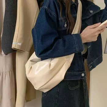 Винтажная мягкая кожаная плиссированная сумка для пельменей Lazy Casual Everything Commuter сумка через плечо для женщин коричневый