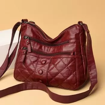 Винтажная мягкая кожаная сумка через плечо, женская сумка через плечо большой вместимости, модная ромбическая сумка-мессенджер, роскошная сумка для мамы