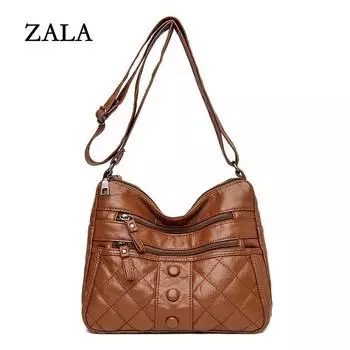 Винтажная мягкая кожаная сумка через плечо, женская сумка через плечо большой вместимости, модная ромбическая сумка-мессенджер, роскошная сумка для мамы 27*9*19cm серый