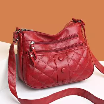 Винтажная мягкая кожаная сумка через плечо, женская сумка через плечо большой вместимости, модная ромбическая сумка-мессенджер, роскошная сумка для мамы