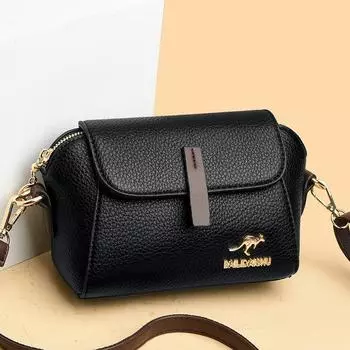 Винтажная мягкая сумка через плечо для фотоаппарата, женская сумка через плечо, маленькая сумка-ракушка, многофункциональная чёрный