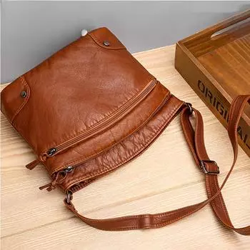 Винтажная мягкая сумка через плечо из искусственной кожи, женская сумка-мессенджер на молнии, брендовая модная сумка-мешок, повседневная женская сумка-кошелек 23x11x21cm