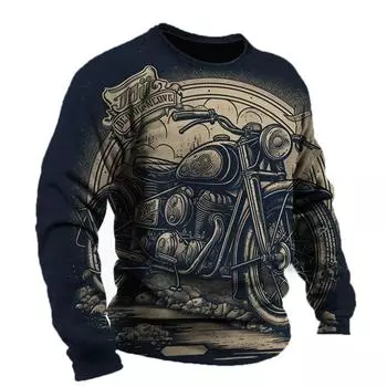 Винтажная мужская футболка, хлопковые футболки с длинными рукавами и принтом мотоцикла, одежда с 3D принтом, уличная графика в стиле Харадзюку, большие размеры 4XL