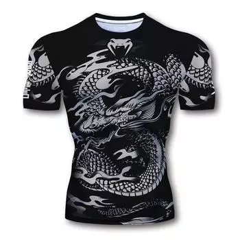 Винтажная мужская футболка, летние футболки с короткими рукавами и 3D принтом дракона, уличные модные топы, футболки для мужчин, одежда XS