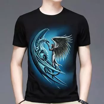 Винтажная мужская футболка с 3d принтом, повседневные футболки с короткими рукавами и героями мультфильмов, мужская одежда, быстросохнущие топы, пуловер с круглым вырезом 2XL