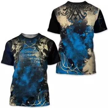 Винтажная мужская футболка с 3D принтом в стиле Харадзюку и короткими рукавами и круглым вырезом, с коротким рукавом, крутая модная повседневная футболка большого размера, футболки в стиле хип-хоп