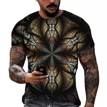 Винтажная мужская футболка с цветочным принтом, индивидуальная футболка с 3D принтом, индийские топы с короткими рукавами, футболка большого размера, мужская готическая одежда 6xl 5XL
