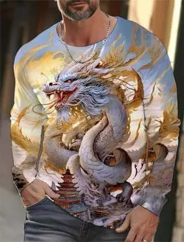 Винтажная мужская футболка с длинным рукавом, рубашки с 3d принтом, модные мужские футболки с длинным рукавом, уличная одежда большого размера, футболки