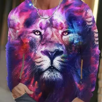 Винтажная мужская футболка с длинным рукавом, рубашки с 3d принтом, модные мужские футболки с короткими рукавами и изображением волка, уличная одежда большого размера, футболки S
