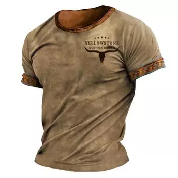 Винтажная мужская футболка с графическим принтом Yellowstone, летняя модная футболка с круглым вырезом, пуловер Harajuku, свободная мужская одежда S
