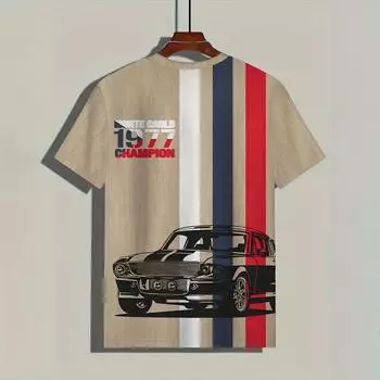 Винтажная мужская футболка с принтом автомобиля 3D, топы с коротким рукавом, повседневные футболки для мужчин, модная уличная одежда для мужчин, свободная одежда S