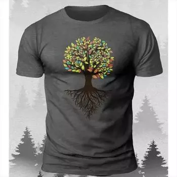 Винтажная мужская футболка с принтом «Лесное дерево» 3D Футболки свободного покроя Ropa Hombre Модные спортивные топы Футболки Уличная повседневная одежда S