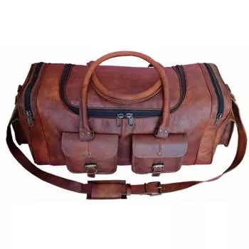 Винтажная мужская коричневая дорожная сумка из натуральной кожи из козьей кожи, спортивная сумка-тоут коричневый