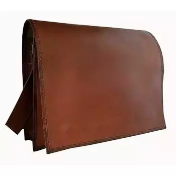 Винтажная мужская кожаная сумка-мессенджер через плечо для ноутбука, офисная сумка-портфель 7 x 9 in коричневый