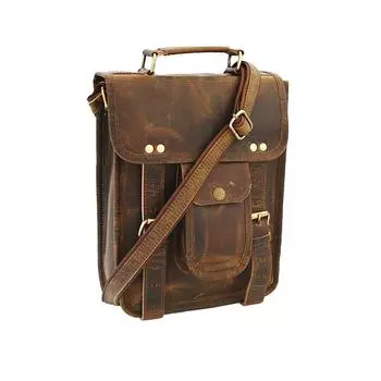 Винтажная мужская кожаная сумка-мессенджер ручной работы, сумка для i-pad, коричневая кожа