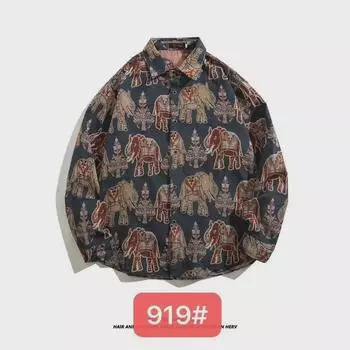 Винтажная мужская куртка свободного покроя с длинными рукавами в стиле барокко и ретро-этнической вышивкой на весну и осень Medium