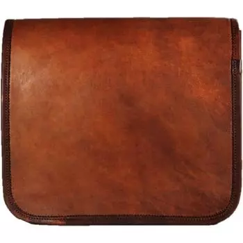 Винтажная мужская сумка через плечо из козьей кожи, портфель-мессенджер для ноутбука 11 x 9 in коричневый