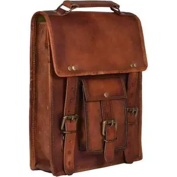 Винтажная мужская сумка через плечо из козьей кожи портфель для ноутбука коричневый 9 x 11 x 3 in коричневый