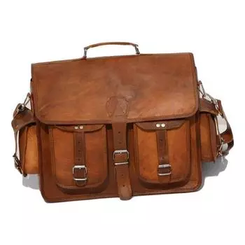 Винтажная мужская сумка через плечо из натуральной кожи, портфель для ноутбука 14 x 18 x 5 in коричневый