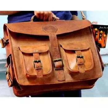 Винтажная мужская сумка-седло для ноутбука, кожаный портфель, новая сумка через плечо 18 x 14 x 5 in коричневый