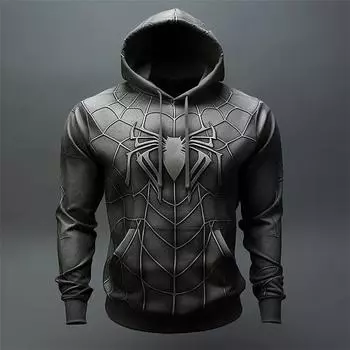 Винтажная мужская толстовка с капюшоном с 3D-графикой паука, повседневная толстовка с капюшоном, весенняя свободная одежда, свободный пуловер Harajuku S