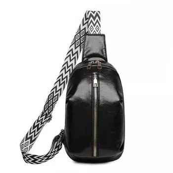 Винтажная нагрудная сумка женская сумка через плечо большая вместимость сумка на плечо чёрный