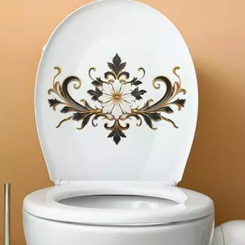 Винтажная наклейка на унитаз с тиснением и цветком, съемная самоклеящаяся водостойкая ПВХ гостиная, настенная наклейка для ванной комнаты, украшение для крышки унитаза
