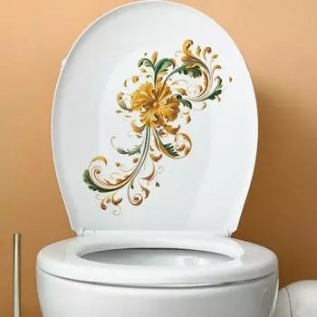 Винтажная наклейка на унитаз с тиснением, съемная самоклеящаяся водостойкая ПВХ гостиная, настенная наклейка для ванной комнаты, украшение для крышки унитаза