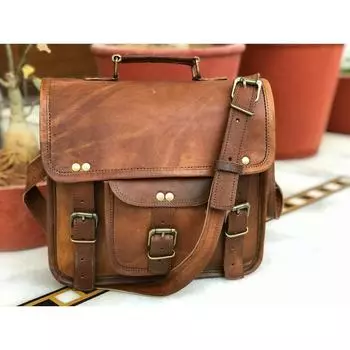 Винтажная наплечная сумка, дамская сумка-мессенджер, женская, для ноутбука, королевская, лучшая кожа 11 x 9 x 5 in коричневый