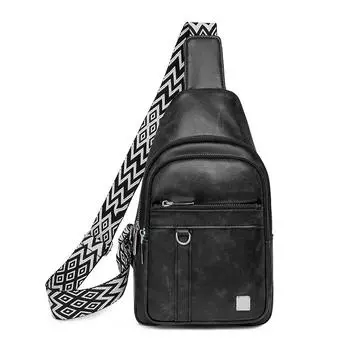 Винтажная наплечная сумка женская нагрудная сумка из ПУ сумка кросс-боди чёрный