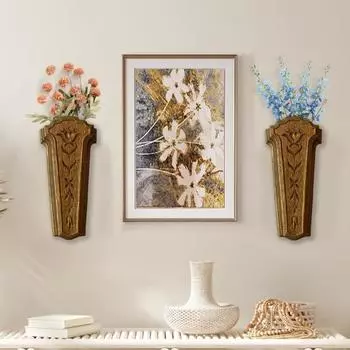 Винтажная настенная ваза из прочной смолы для дома, офиса, гостиной, настенная подвесная ваза для искусственных растений, украшение для вазы с сухими цветами 1pc